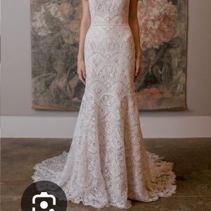 Watters Lace Wedding Dress in Cream